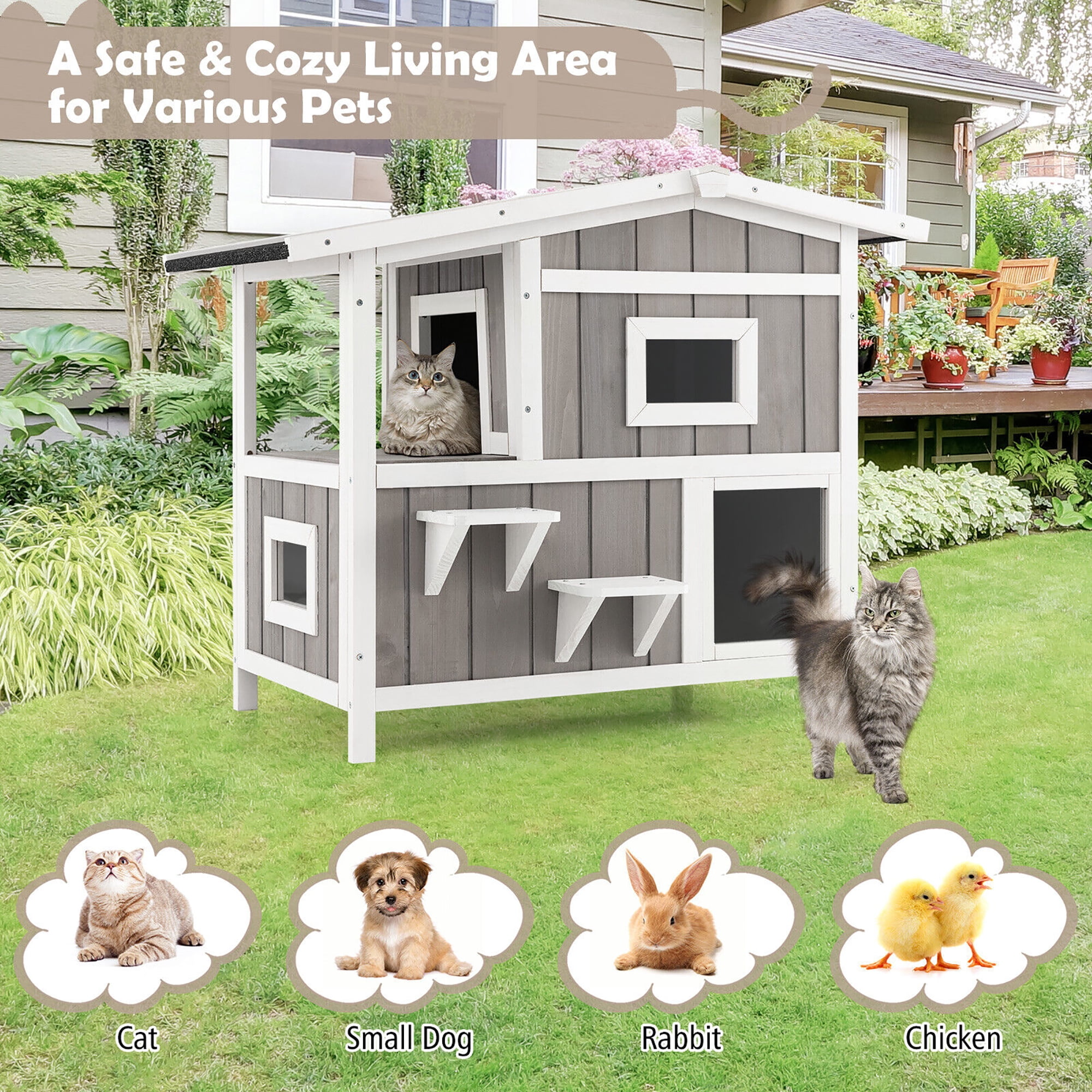 Outdoor cat house for 2 cats online