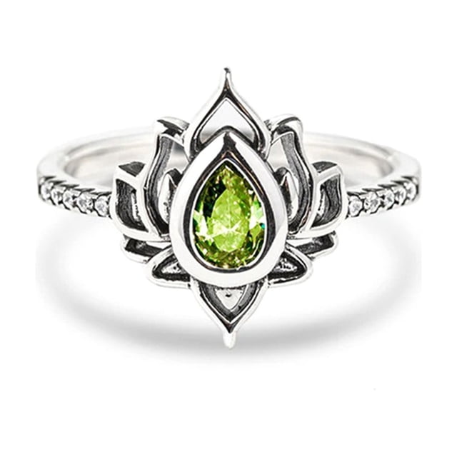 Minnieouse Anillo de flor de loto de estilo Simple para decoración de dedos, joyería exquisita para mujer, accesorio de moda Vintage para mujer, Ropa, zapatos y accesorios Miscelánea Verde Nº 8 Minnieouse AP015024-05