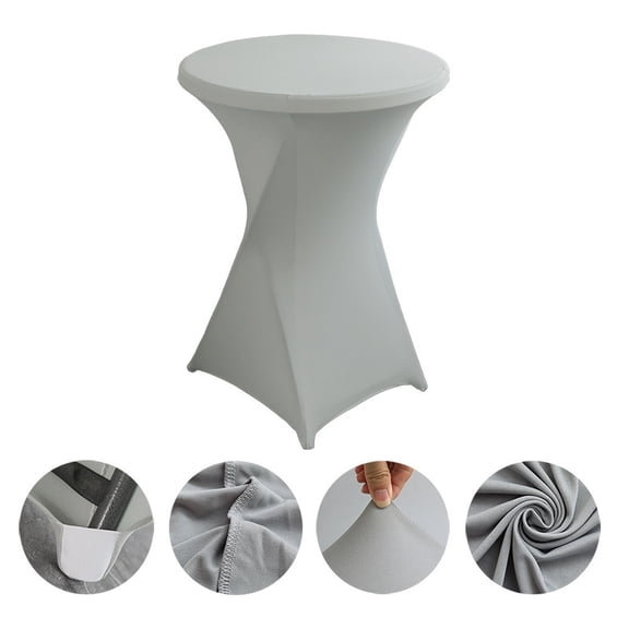 NAMZI 32" Diameter x 43" Height Round Spandex Table Cover, Fitted Highboy Cocktail Tablecloth Perfect for Parties, Weddings & Bars, Light Grey