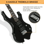 GLARRY Electric Guitar with Bag Beginner Burning Fire Style Black