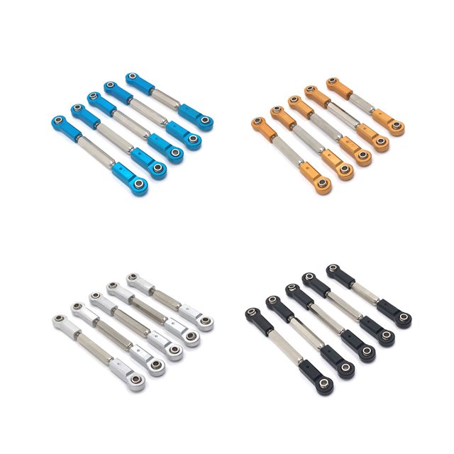 5 Pieces 1/10 Scale RC Car Steering Linkages Metal Pull Rods Model Vehicle Pull Rods Toy Repair Upgrade Modified Replacement for JLB JR Gold