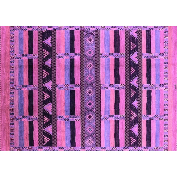 Ahgly Company Indoor Rectangle Solid Purple Modern Area Rugs, 6' x 9'