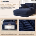 thumbnail image 4 of 68" Oversized Chaise Lounge Chair Indoor, Holaki Corduroy Upholstered Boneless Sofa Bed with 2 Cup Holder & Throw Pillow, Comfy Cloud Sofas Couch for Living Room, No Assembly Required, Blue, 4 of 8