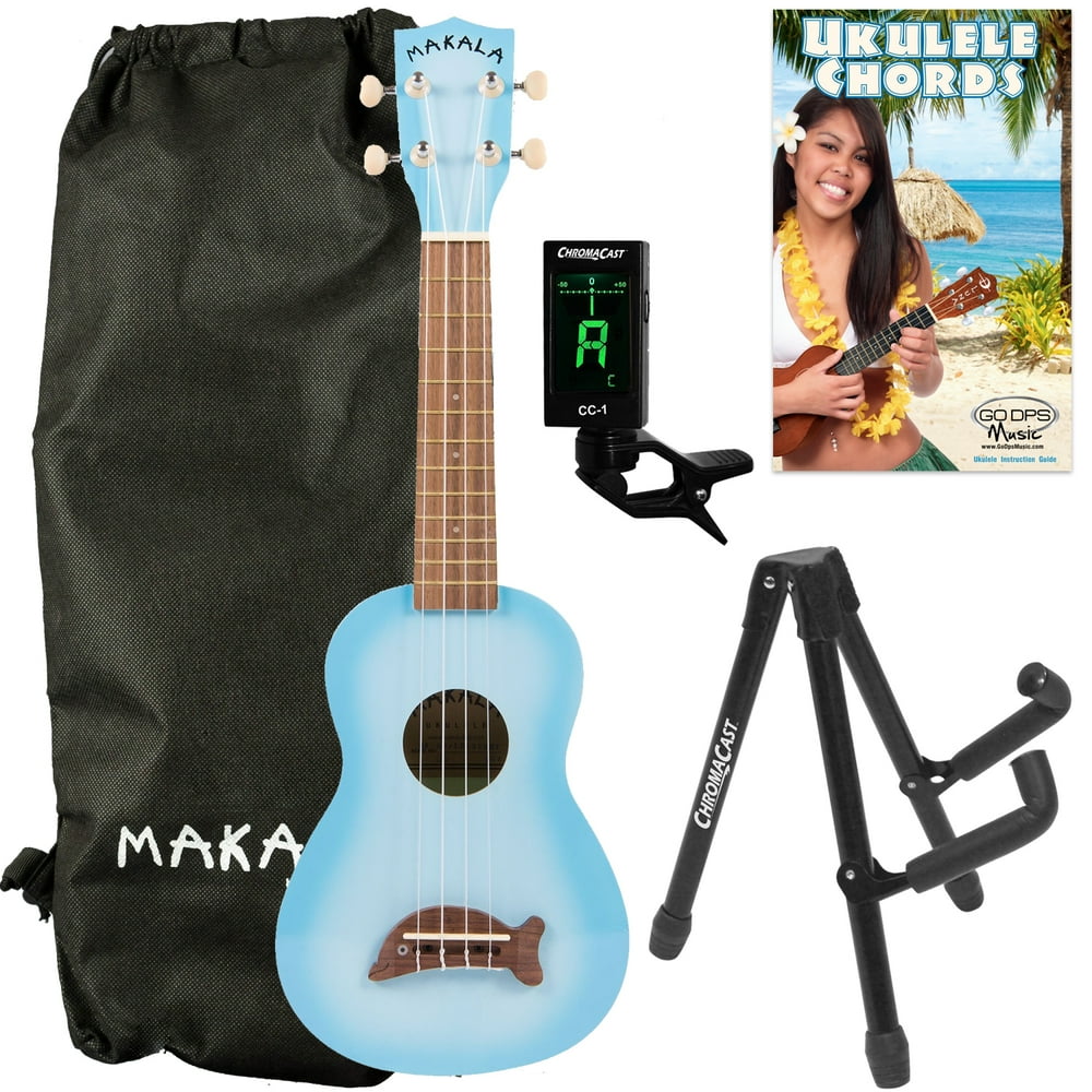 Kala Makala Dolphin Series Light Blue Burst Soprano Ukulele with Bag
