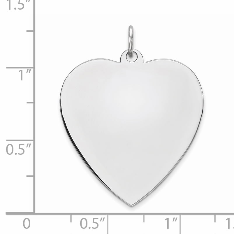 925 Sterling Silver Rhod Plated Eng Heart Polish Front Back Disc Pendant Charm Necklace Engravable Simple Shaped Plain Fine Jewelry Gifts For Women For Her