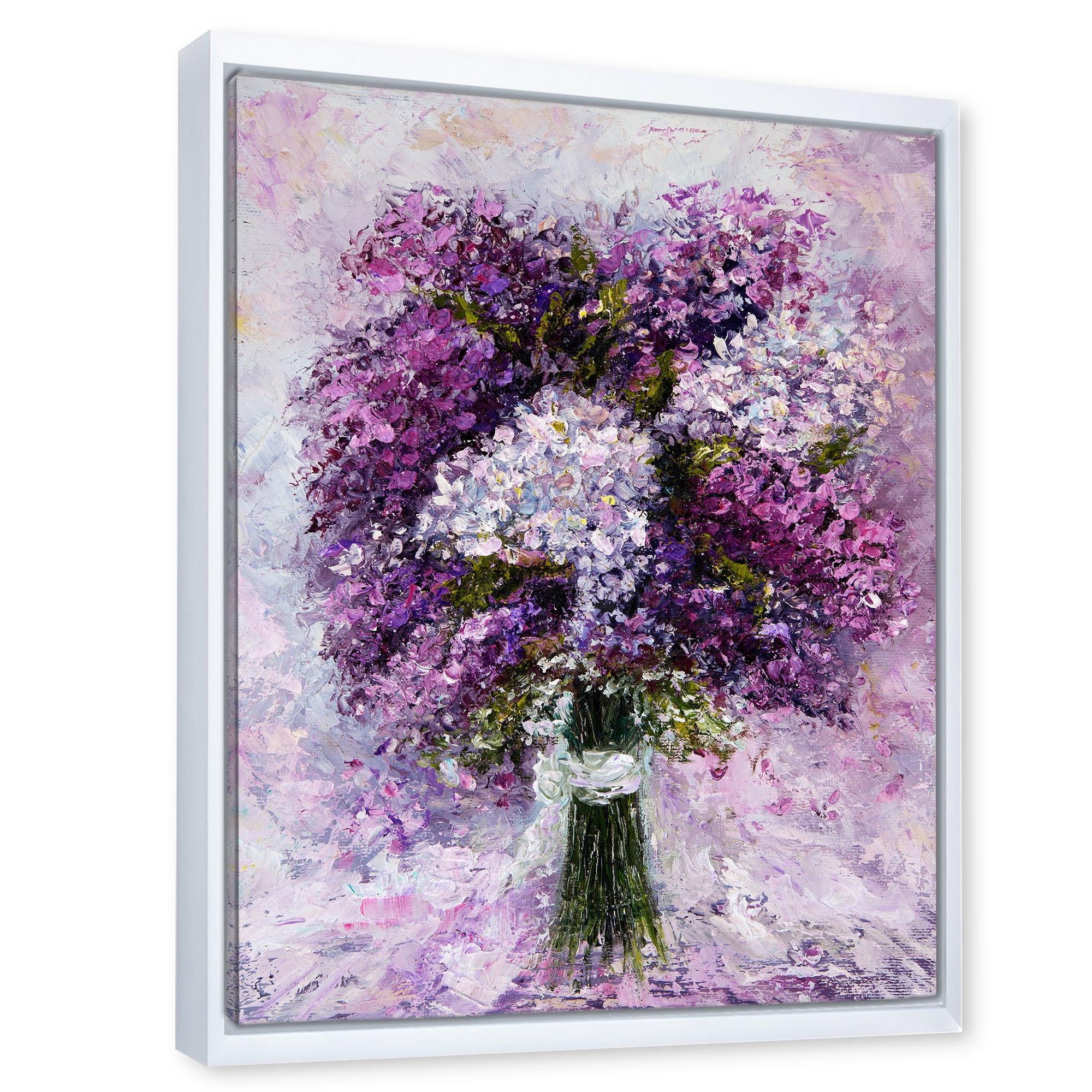 Purple Hyacinth Flowers Bouquet 12 in x 20 in Framed Painting Canvas Art Print, by Designart
