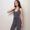 thumbnail image 7 of Women's Halter Active Tank Top with Scoop Neckline Seamless Stretch Fit and Built-In Light Support Shelf - Gray, Medium, 7 of 7