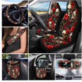 thumbnail image 2 of HUISEFOR Rose Skull Car Seat Covers Full Set for Women Men Breathable 15 Pieces Set with Car Steering Wheel Cover, Seat Belt Cover, Garbage Can, Universal Size Fit for Most Cars, 2 of 7