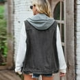 thumbnail image 3 of XBASW Women's Hooded Denim Vest Summer Jean Waistcoat Summer Loose Sleeveless Jacket S-XL, 3 of 6