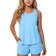 thumbnail image 1 of Swimsuit for Girls, 2-Piece Tankini Set With Solid Color Split Design for Beach Summer, 1 of 7