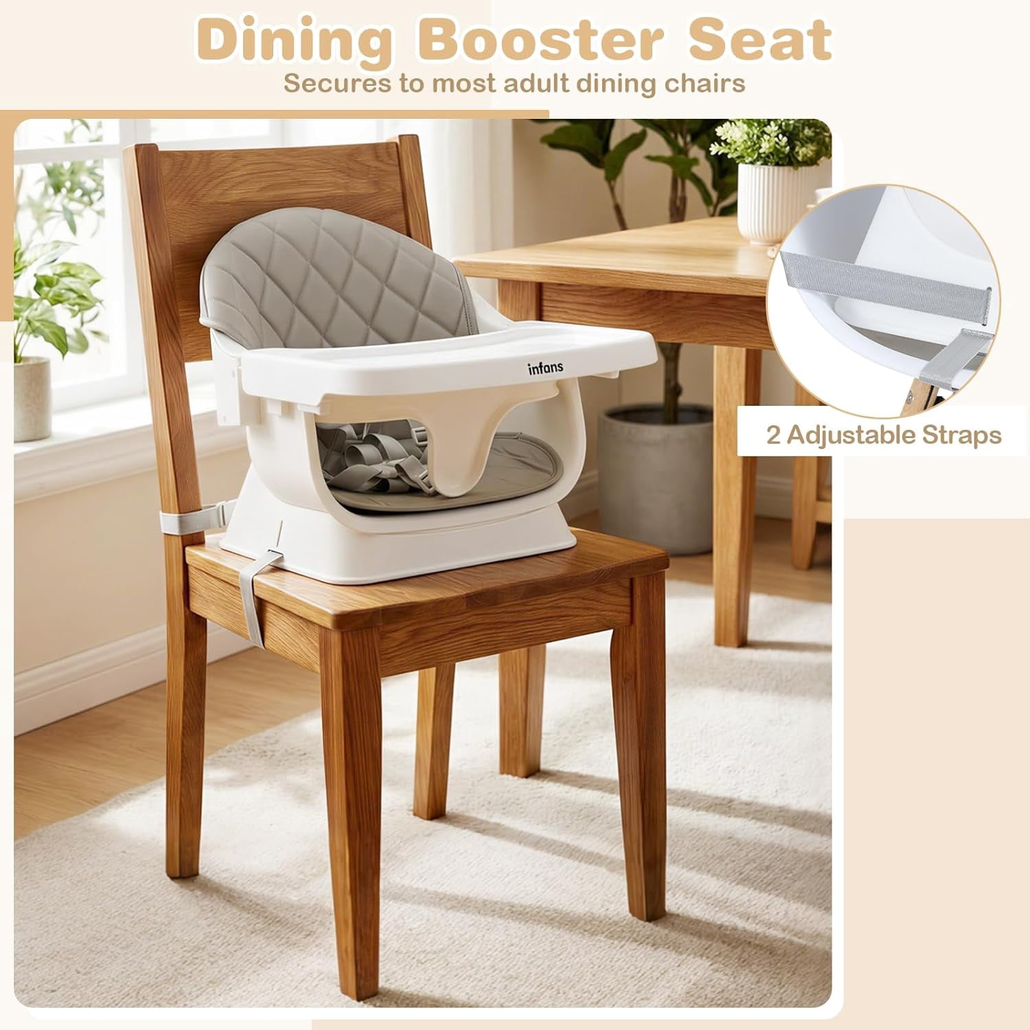 INFANS Baby High Chair, 6 in 1 Wooden Convertible Highchair for Babies and Toddlers, Infant Dining Booster Seat Kids Stool with Adjustable Removable Tray
