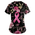 thumbnail image 3 of NAMTYQX Printed Scrub Tops Women V Neck Stretch Loose Breast Cancer Shirts Black Size L, 3 of 4