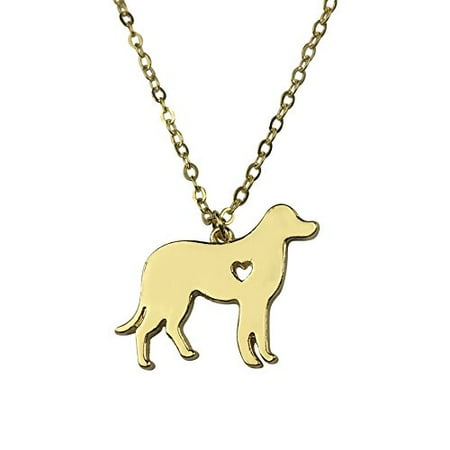 Dog Lover Jewelry Art Attack Goldtone I Love My Dog Lover Heart Outline Labrador Retriever Puppy Rescue Pendant Necklace ()