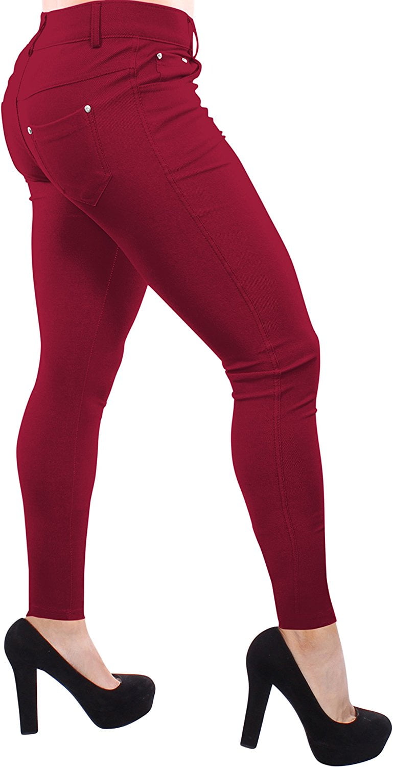 burgundy jeggings walmart