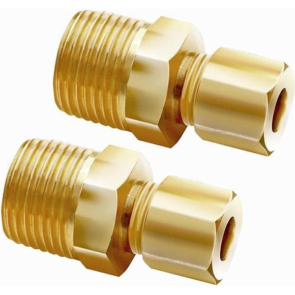 Tubo de latón Ice Maker Water Line, conector de 3/8 pulgadas, NPT macho x 1/4 pulgadas de compresión