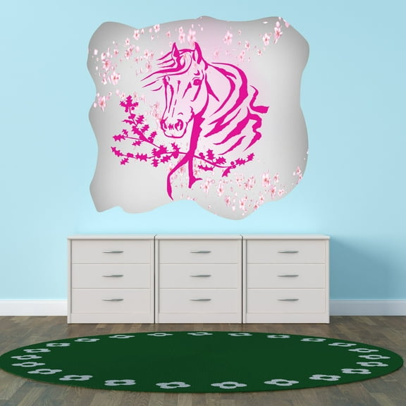 Animal Wall Decals for Children Bedroom - Beautiful Pony Head Horse DIY & Creativity Boy Girl Bedroom Wall Sticker - Size: 10 In x 9 In