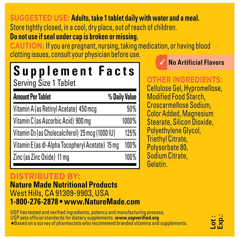 (2 pack) Nature Made Super C with Vitamin D3 & Zinc 60 Tablets