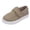 Khaki, variant on Girl Slip On Sneakers Hook and Loop Low Top Casual Walking Shoes School Comfort Footwear
