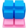 thumbnail image 4 of 4 Pack Square Soap Molds,6-Cavity Non-Stick Silicone Brownie Pan,Square Bar Molds,Square Silicone Molds for Chocolate,Cupcake, Cornbread, Muffin,Soap, 4 of 5