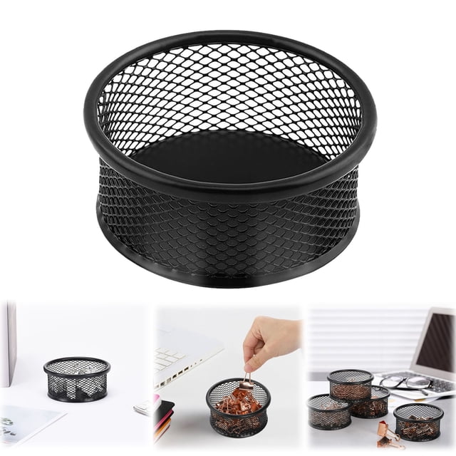 Metal Paper Clip Holder, Mesh Paperclip Bowl, Binder Clip Dispenser, Desk Bobby Pin Container, Organizer for Home Office, Paper Clip Holders, Desk Supplies Holders and Dispensers, 3.54x1.38"