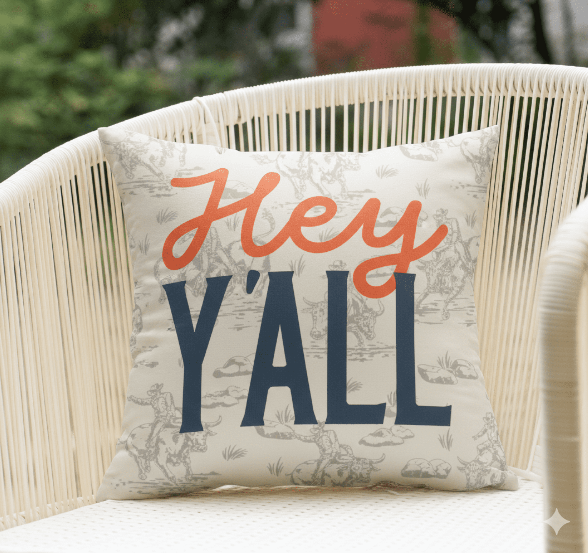Mainstays 16 in x 16 in Texas Hey Y'all Outdoor Pillow, Multi-color