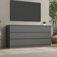 thumbnail image 5 of Demi Bonn 9 Drawer Double Dresser, Modern 9 Chest of Drawers with Deep Drawers, Wide Storage Organizer Cabinet for Living Room, Gray, 5 of 10