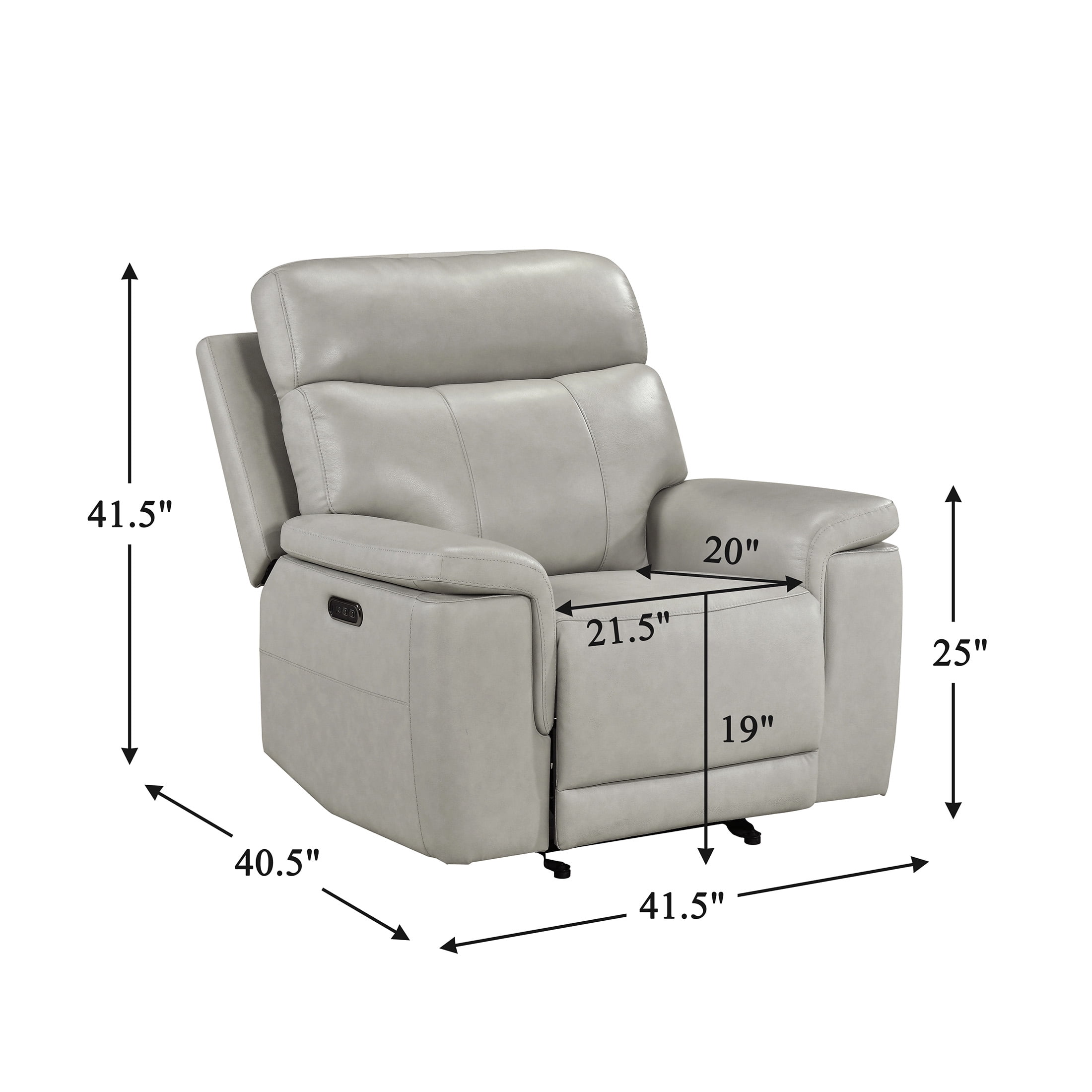 OakvillePark Aurevia Leather Match Power Glider Reclining Chair with Power Headrest, Light Gray