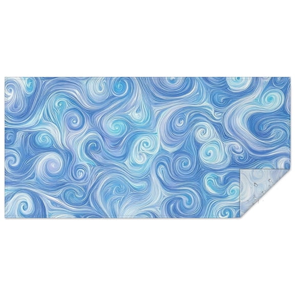 Blue White Tie Dye Swirl Pattern Rectangle Tablecloth 60"x120",Waterproof Polyester Rectangle Table Cloth, Wipeable Spillproof Polyester Tablecloth for Dining, Camping, Indoor and Outdoor