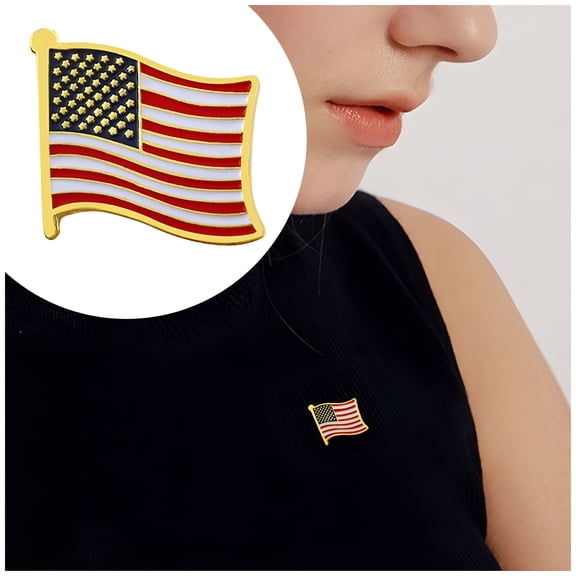 DESIGNICE 2PCS American Flag Lapel Pins, USA Flag Pins, Enamel American Patriotic Brooches Pins, Badge Patriotic Enamel Blazer Lapel Pin for women men