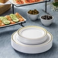 thumbnail image 2 of Prime Disposable Gold Trim Plastic Party Plates 9'' and 6'' Heavy Duty Plates, 2 of 11