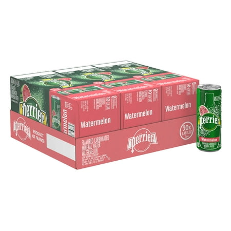 Perrier Watermelon Flavored Carbonated Mineral Water, 8.45 fl oz. Slim Cans (30