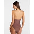 thumbnail image 4 of No Boundaries Polka Dot Tie Front Bandeau One Piece Swimsuit, Women's XXS-XXL, 4 of 6