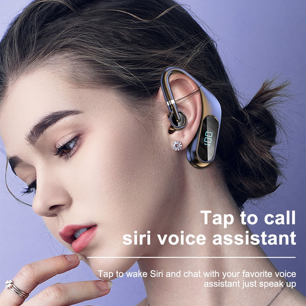 Bluetooth Earpiece,True Wireless Bluetooth Single Earbud with Microphone Noise Cancelling Waterproof Ear-Hook Ear Plug Sport Headset for Cell Phone