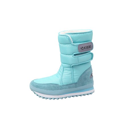 

Fangasis Unisex Anti Slip Winter Shoes Plush Lining Casual Cold Weather Round Toe Snow Boots Lake Blue 6