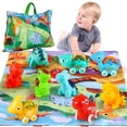 thumbnail image 1 of Juego de juguetes para coche con forma de dinosaurio ALASOU, con tapete de juego y bolsa de almacenamiento, de 1 a 2 años, 1 of 8