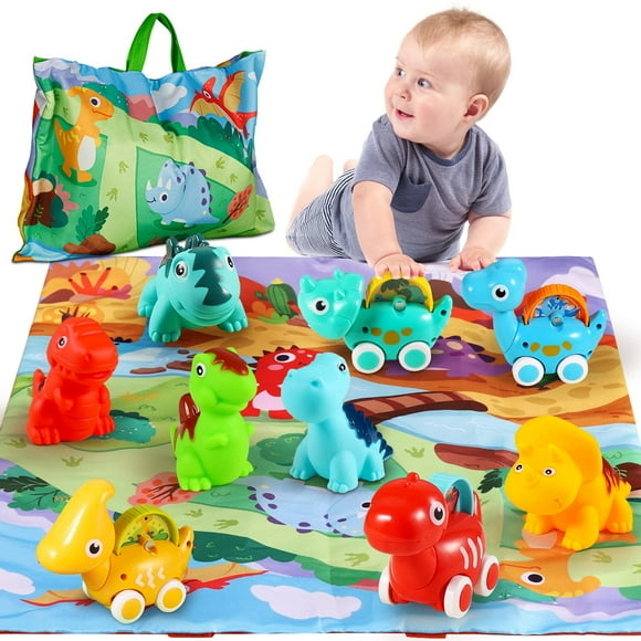Juego de juguetes para coche con forma de dinosaurio ALASOU, con tapete de juego y bolsa de almacenamiento, de 1 a 2 años