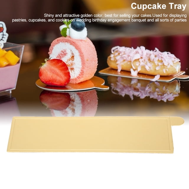 50pcs Mousse Cake Boards Cupcake Tray Decorative Tools Kit for Wedding Birthday Cake, Golden Color