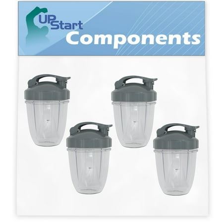 4 Pack UpStart Components Replacement 18 oz Cup with Flip Top To-go Lid for NutriBullet 600w, NutriBullet Pro 900w, NutriBullet Pro 900 Series