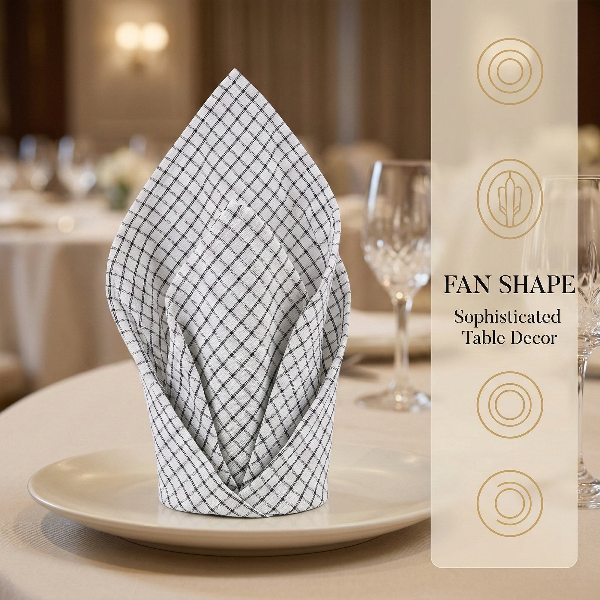 Unique Bargains 6Pcs Cotton Dining Events Cloth Napkins Small Checkered 28x20inch