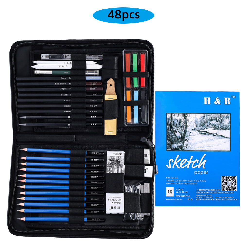 H&B Professional Sketch Pencil Set Drawing Artist Supplies Kit 35/40/48