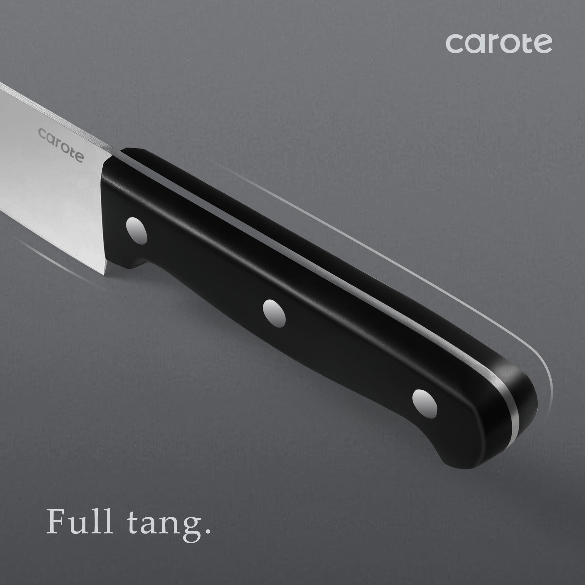 CAROTE 14 Pieces Knife Set with Wooden Block Stainless Steel Knives Dishwasher Safe, Black  (图3)