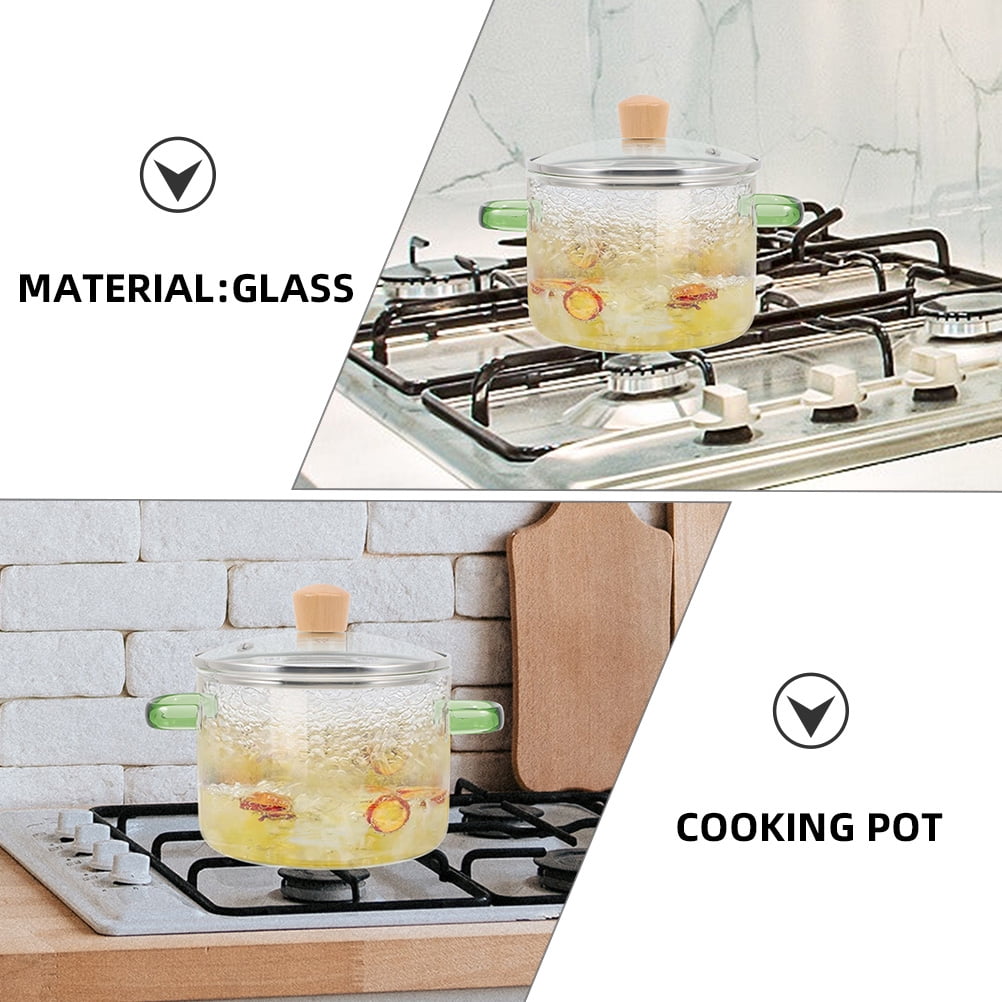 The Ramen Pot Pot for Soup Glass Saucepan Gas Stoves Instant Noodle Pot Glass Wooden