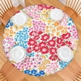 thumbnail image 2 of Vibrant Mixed Pioneer Flower Pattern Round Fitted Tablecloth with Elastic Edge,Dining Table Cover Waterproof,Outdoor Round Tablecloth for Camping,Dining,Indoor and Outdoor, 2 of 7