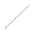 thumbnail image 2 of Gem Stone King 18K Yellow Gold Plated Silver Persian Blue Moissanite and Pink and White Lab Grown Diamond Bracelet for Women (2.17 Cttw, Gemstone Birthstone, Round 4MM, 7 inch), 2 of 6