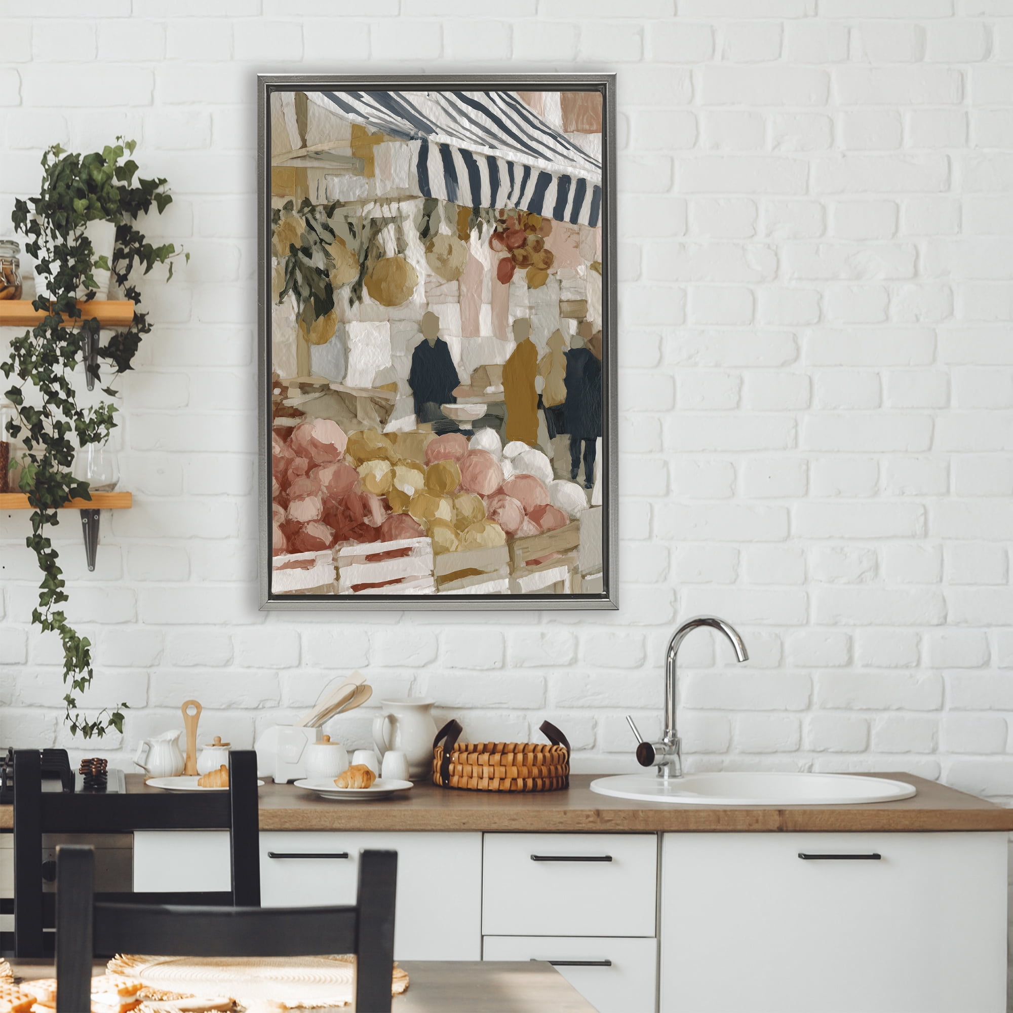 Stupell Industries Market Stall with Fresh Citrus Gray Framed Floater Canvas Wall Art, design by Chromatic Storm Studio