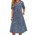 thumbnail image 2 of Vestidos De Playa De Verano Estampado floral Vestidos sueltos Estilo boho Mujeres Sin respaldo Traje diario (Azul M) Cgtredaw Para estrenar, 2 of 5