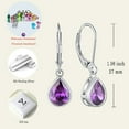 thumbnail image 5 of Women's Solitaire Dangle Drop Earrings Sterling Silver Teardrop Leverback Earrings Gemstones Jewelry Gifts, 5 of 5