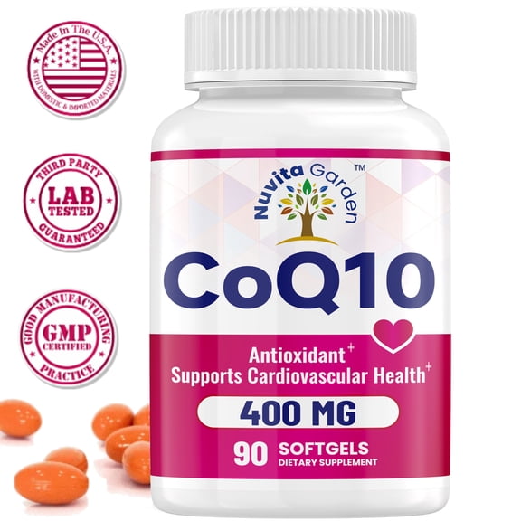 CoQ10 400mg, High Absorption Coenzyme Q10 Supplements for Heart Health & Cellular Energy, Non-GMO, Gluten Free, 90 Count（1 PACK）