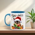 thumbnail image 5 of Merry Christmas Santa Siamese Scarf Twinkling Lights Xmas Holiday 11oz Accent Two-tone Mug Cat Lover Kitten Owner Gifts Coffee Tea Cup - 00022, 5 of 5