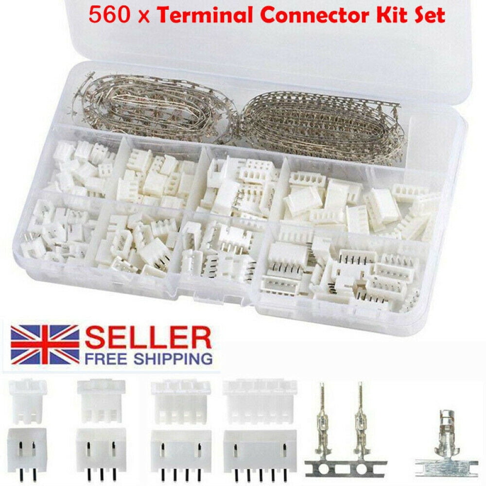 2.54mm Pitch JST-2/3/4/5Pin Terminal Wire Connector Cable Plug Kits set 200pcs 